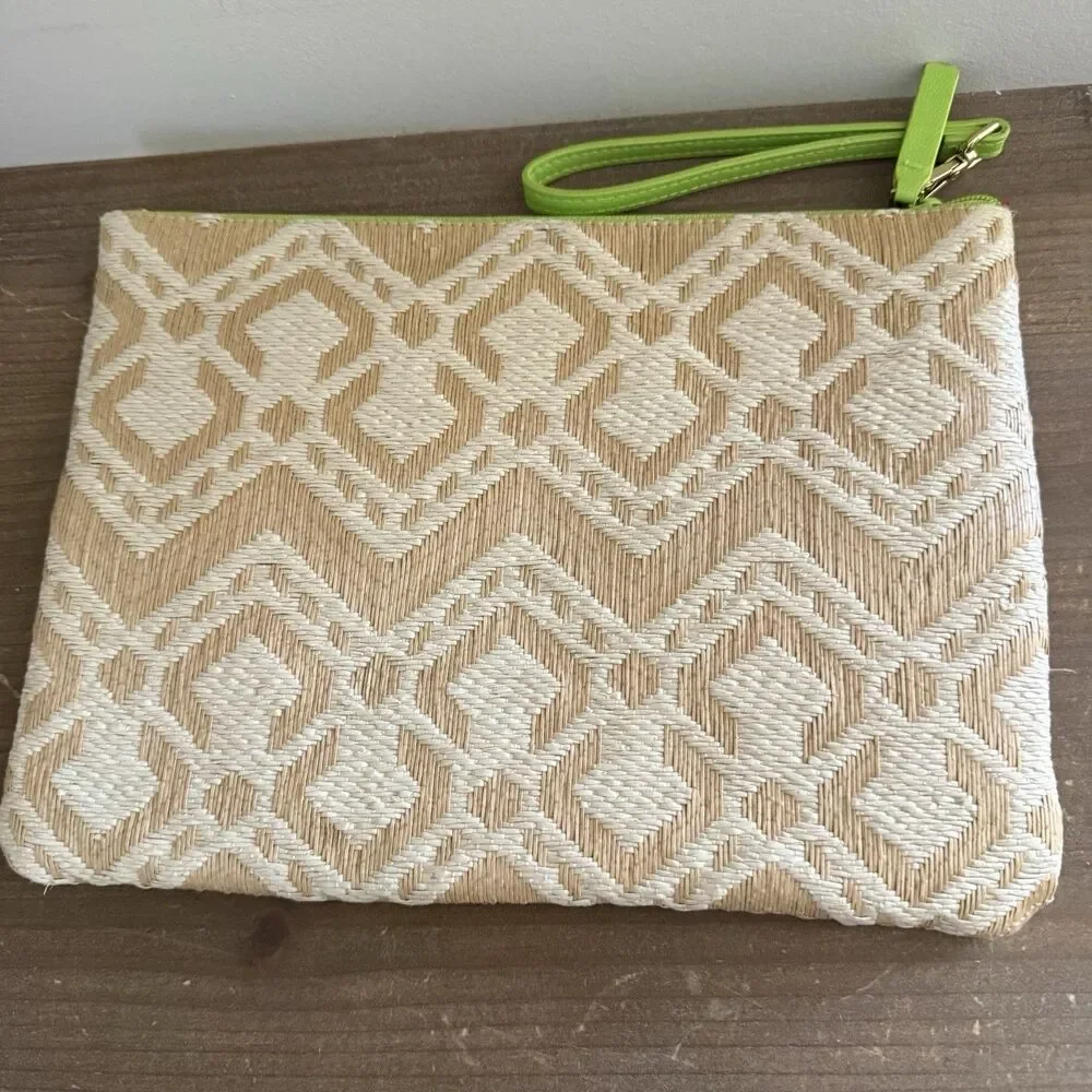 Vera Bradley Straw Beach Summer Wristlet Natural Chevron